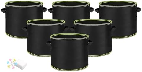 MEKOLIFE 6-Pack 5 Gallon Fabric Grow Bags, Breathable Planters with Handles by Createagardenyoulove