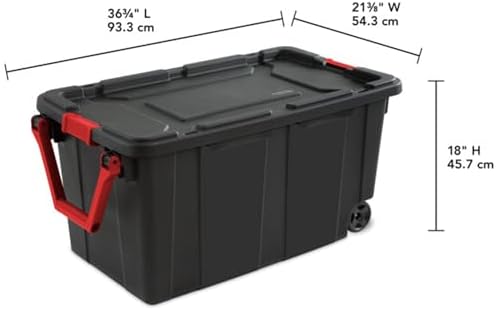 Sterilite Heavy Duty 40 Gallon Wheeled Industrial Storage Tote, 4-Pack, Black - Image 2