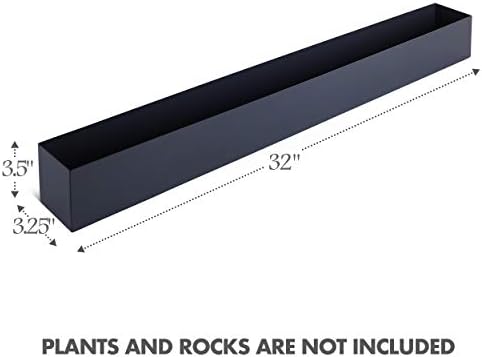 DR&Co Modern Grey Rectangle Planter Box, 32" Metal Planter Perfect for Succulent, Narrow Box for Table or Window Sill, Rectangular Stainless Steel Long - Image 2