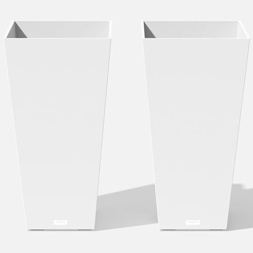 Veradek V-Resin Indoor/Outdoor Taper Planter, Set of 2 (30 inch, White) by VeradekOutdoor