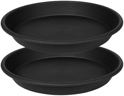 2 Pack of 10 inch Plant Saucer, Large Plant Tray, Heavy Sturdy Plant Drainage Tray for Indoors, Bird Bath Bowls, Sturdy Plastic Pot Tray for Planter (Black) by Unknown