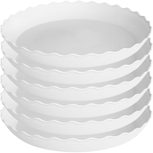 6 Pack Plant Saucer 5 inch, Heavy Duty Plastic Plant Saucers, Durable Plant Tray for Pots, Flower Saucers for Indoors, Plant Pot Saucers, Trays for Planter (White) by Unknown