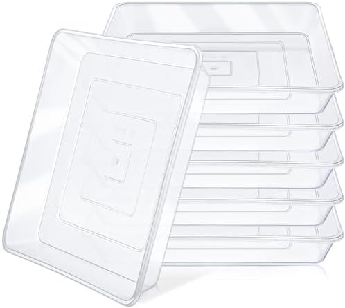 Greaner Clear Plant Plates to Catch Water, 12 Inch Durable Thick Saucer for Flower Pot, Square Plant Saucer Plant Trays for Pots, Flower Pot Saucers to Catch Water Drip Tray(6 Packs) by GREANER