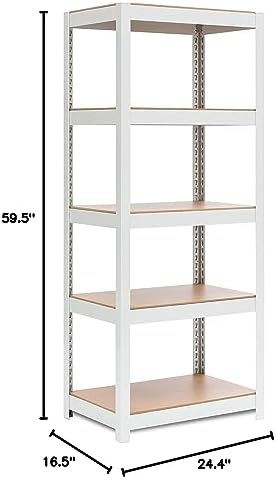 HOMEDANT House 5 Tier 24.1" W Laminated Metal Shelving Unit Adjustable Storage Utility Rack Heavy Duty Shelves Organization Multipurpose Shelf Kitchen Garage Pantry Closet 1 Pack - Image 2