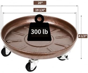 20" Metal Rolling Plant Caddy with Wheels, Indoor Outdoor, 2-Pack Bronze - Image 3