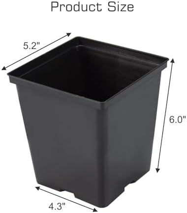 1/2 Gallon Square Nursery Pots 96PCS Black Thick Durable Plastic Flower Pots with Drainage Holes, Reusable Seedling propogation Starter Pots for Indoor Plants, Transplanting, Succulents - Image 2