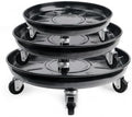 Metal Heavy Duty Plant Caddy Round Flower Pot Mover, 3 Pack Mixed of 14", 16" and 20" Rolling Plant Stand with Wheels, Indoor Outdoor Plant Dolly with Casters Planter Tray, Black by AyaLight