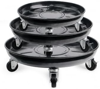 Metal Heavy Duty Plant Caddy Round Flower Pot Mover, 3 Pack Mixed of 14", 16" and 20" Rolling Plant Stand with Wheels, Indoor Outdoor Plant Dolly with Casters Planter Tray, Black by AyaLight