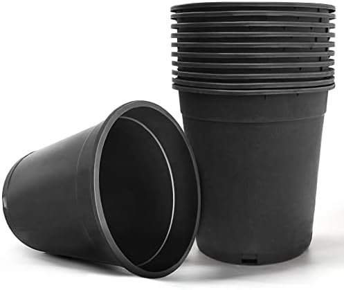 HOSTIC 5 Gallon Flexible Nursery Pots Gallon Pot with Drainage Holes Plastic Plant Container Suitable for Indoor Outdoor Vegetables Flowers Plants 10 PCS by HOSTIC