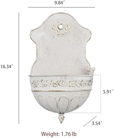 Vintage Rustic Wall Planter Distressed Decor Iron Hanging Plant Basket Shabby Metal Wall Mounted Flower Holder Pot Stand for Indoor Outdoor Home Balcony Patio Farmhouse Garden Decorative Bird White - Image 6