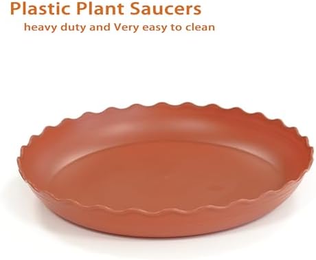 2 Pack Plant Saucer 10 inch, Heavy Duty Plastic Plant Saucers, Durable Plant Tray for Pots, Flower Saucers for Indoors, Plant Pot Saucers, Trays for Planter (Terracotta) - Image 3