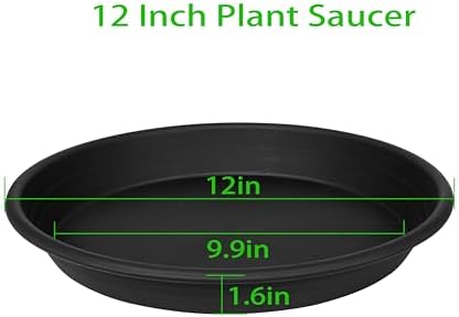 6 Pack of 12 inch Plant Saucer Plant Tray, Plastic Plant Saucer 12 inch, Heavy Duty Plant Tray for Pots, Plant Saucers for Indoors Planter, Garden Water Plate Bowls 10"/11"/12" (Black) - Image 2