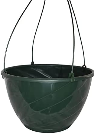 12" Diameter Dark Green Plastic Deco Swirl Hanging Basket (5) - Image 2