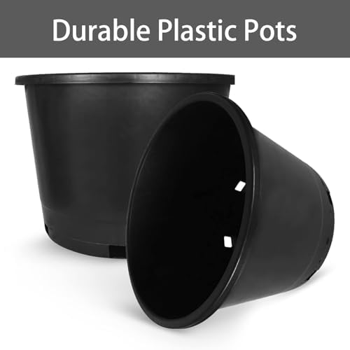 25 Gallon Plant Nursery Pot 5-Pack 25 Gallon Plastic Garden Planter Pots Flower Seedling Injection Molded Container Seed Starting Pot Set for Indoor Outdoor Plants Seedlings Vegetables Black - Image 2