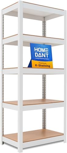 HOMEDANT House 5 Tier 24.1" W Laminated Metal Shelving Unit Adjustable Storage Utility Rack Heavy Duty Shelves Organization Multipurpose Shelf Kitchen Garage Pantry Closet 1 Pack by TheBestOrganizingSolution