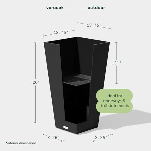 Veradek Pure Series Taper Planter - Tall Tapered Outdoor Planter with Shelf - Image 2
