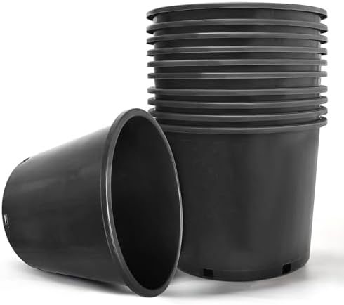 HOSTIC 7 Gallon pots for Plants 7 Gallon Flexible Nursery Pots Gallon Pot with Drainage Holes Plastic Plant Large Container Suitable for Indoor Outdoor Vegetables Flowers Plants 10 PCS by HOSTIC