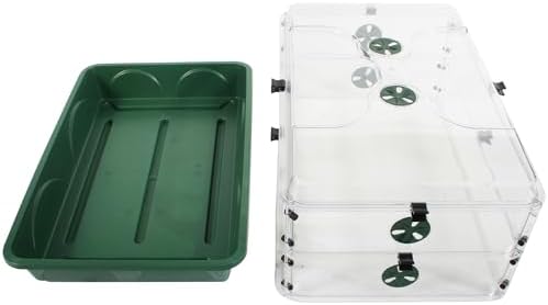 EarlyGrow 24" x 15" x 12.75" Domed Propagator with 2 Height Extenders and Locking Clip Set, Green - Image 2