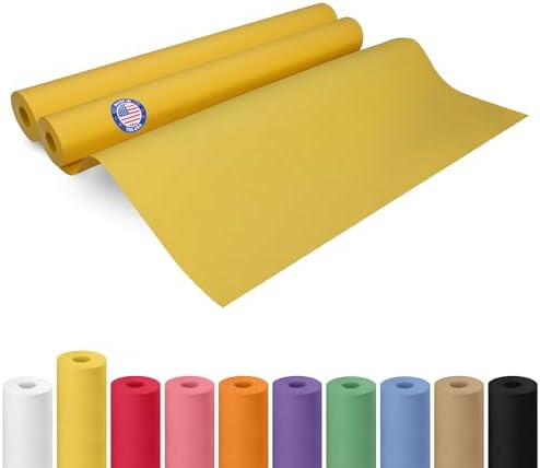 24" x 1200" (100 ft) Yellow Kraft Paper Roll, Pack of 2 - USA-Made Quality Craft Paper for Gift Wrapping, Kids' Arts & Crafts, School Projects - 100% Recycled, 50 lb Natural Material by IDL Packaging by IDLPackaging