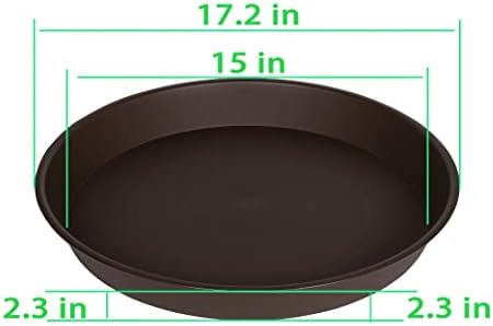 2 Pack of 16 17 inch Plant Saucer (15 inch Base), 2.3" Depth, Plant Trays for Pots, Plastic Plant Saucers for Indoors, Flower Pot Drip Trays for Planter (17", Dark Brown) - Image 2