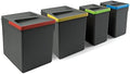Emuca - Recycle Containers for Kitchen Drawers, Height 266mm (10,47 inch), 2x15L + 2x7L, Anthracite Grey Plastic, Plastic by Emuca