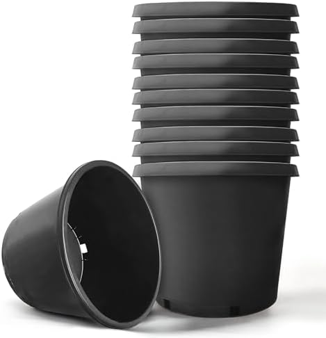 HOSTIC 15 Gallon Flexible Nursery Pots Gallon Pot with Drainage Holes Plastic Plant Container Suitable for Indoor Outdoor Vegetables Flowers Plants 10 PCS by HOSTIC