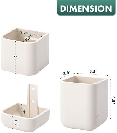 Phoenix Vine 3.5 Inch Wall Mounted Self-Watering Planter Pot for Indoor Houseplants and Herbs | Hanging Planter for Window Sills, Bathroom Walls, Home & Office Décor, Oatmeal, Set of 4, 01-A-G-4 - Image 3