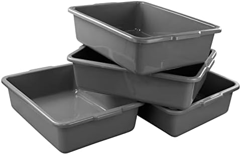 4-Pack 22 L Plastic Utility Bus Tub, Commercial Wash Tub Bus Box - Image 7