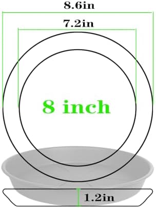 OVZILKI 6 Pack of Plant Saucer Tray 7 8 inch, Heavy Duty Plastic Pot Plant Drip Trays Saucers for for Indoors Outdoor, Plant Water Tray for Planters 7-9" (8", Light Gray) - Image 2