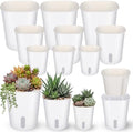 Ziliny 9 Pcs Self Watering Pots Plastic Plant 3 Sizes Flower Plant Pot with Inner White Flower Pots for Indoor House Plants Plastic Self Watering Pot for Herbs Flowers (Xs,S,M) by Ziliny