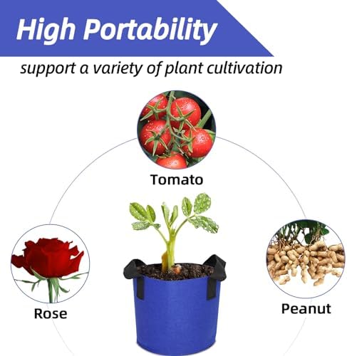 Grow Bags,Growing Pot Bags Garden Grow Bag Indoor Outdoor Fabric Aeration Plant Pot Container Flower Vegetable Pouch (Dark Blue,12Gallon) - Image 4