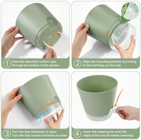 GARDIFE 2026 Upgraded Self Watering Plant Pots with Drainage Hole, 8/7/6.5/6/5.5/5/4 Inch Flower Planting Containers for House Plants, African Violet, Flowers, Cactus (Green, 8+7+6.5+6+5.5+5+4 inch) - Image 3