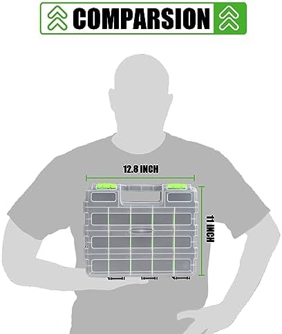 Tool Box with Transparent Lid, Double Side 34-Compartments Organizer Box with Removable Dividers for Hardware, Screws, Bolts, Nails, Beads, Jewelry and Fishing Accessories, Green, 2 Packs - Image 5