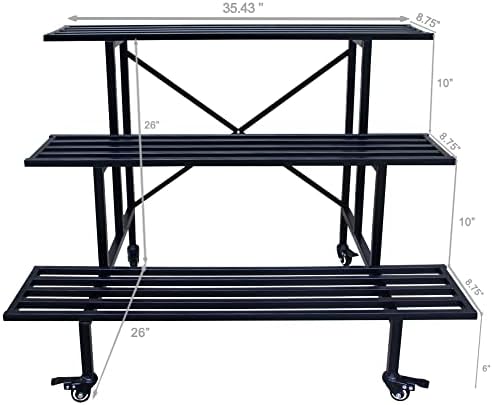 Zhongma 3 Tier Heavy Duty Metal Plant Stand with wheels easy assembly - Image 3
