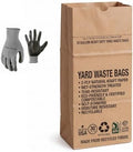 30 Gallon Lawn & Leaf 2-Ply Heavy-Duty Yard Waste Compost Refuse Paper Bags with Necessia Garden Gloves, Eco-Friendly, Tear Resistant, Self Standing, Biodegredable, Made in USA, 25 Count by Necessia