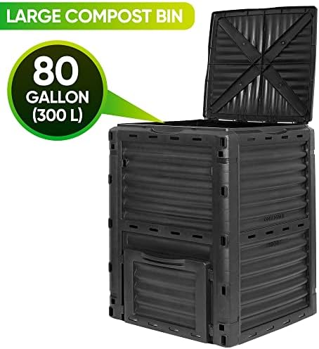 Large Garden Compost Bin, 80 Gallon (300L) Outdoor Composter Tumbler from BPA-Free Material for Fast Creation of Fertile Soil, Lightweight, Easy Assembly and Kitchen Waste Composting - Image 6