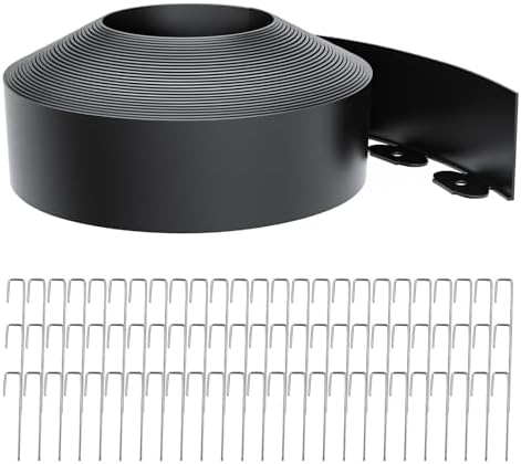 4 Inch Tall 60FT Landscape Edging with 75Pcs Metal Spikes, Plastic Garden Edging Border Landscape Edging Lawn Edging for Landscaping, Flower Bed, Paver, Yard by LXVOOEE