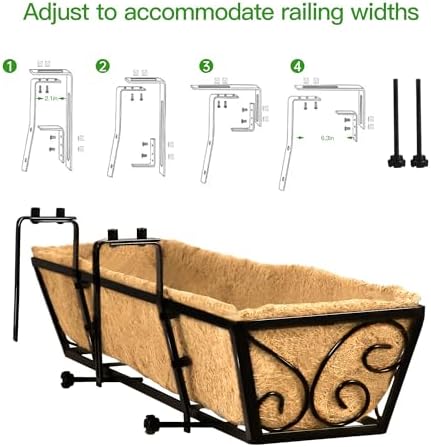 Y&M 30 Inch Butterfly Window Box Planter. Railing Planters for Outdoor Plants, Over the Railing Planter Boxes & Wall Mount, Rust-Resistant Steel with Coco Coir Liner for Balcony, Deck - 2 PCS - Image 4