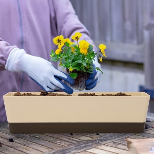 GREANER Window Boxes, 1 Pack 16 x3.8 Inch Indoor Rectangle Planter, Herb Succulent Cactus Window Box with Saucer, Modern Plastic Plant Pot for Windowsill, Garden Balcony, Home Office Outdoor Decor - Image 5