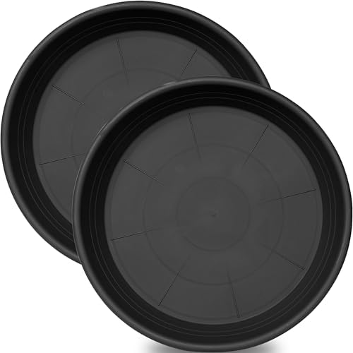 2 Pack of 19 inch Plant Saucer, 2.4" Depth Large Plant Saucer, Heavy Sturdy Plant Drainage Tray for Indoors, Bird Bath Bowls, Sturdy 18 inch Plastic Pot Tray for Planter 15-19"(Black) by Unknown