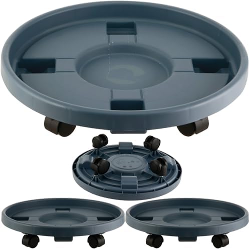 3 Pakcs Large Plant Caddy with Wheels 15.8" Rolling Plant Stands Heavy-duty Plastic Plant Roller Base Pot Movers Plant Saucer on Wheels Indoor Outdoor Plant Dolly with Caster Planter Tray Coaster Grey by KvyusFlourish