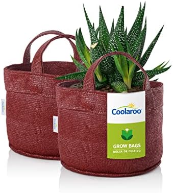 Coolaroo 2-Pack 2 Gallon Heavy Duty Plant/Vegetable/Herb/Fruit Breathable Fabric Planter Pot Grow Bags with Handles, Brick by Coolaroo