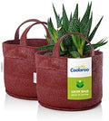 Coolaroo 2-Pack 2 Gallon Heavy Duty Plant/Vegetable/Herb/Fruit Breathable Fabric Planter Pot Grow Bags with Handles, Brick by Coolaroo