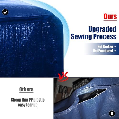Cosy Family 4 Pack Heavy Duty Extra Large Moving Bags with Backpack Straps - Strong Handles & Zippers, Storage Totes For Space Saving, Fold Flat, Alternative to Moving Box (X-Large-Set of 4, Blue) - Image 3