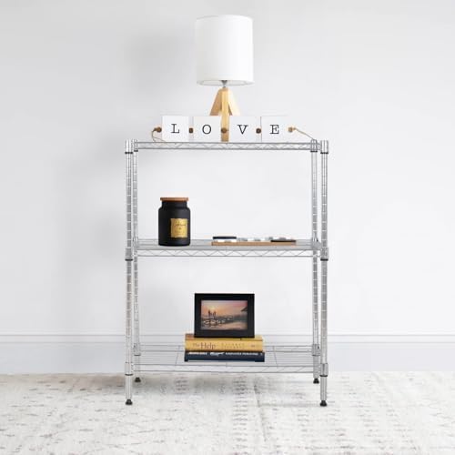 Meet perfect 3-Tier Wire Shelving Unit, 450 lb, 13.2 x 23 x 30.2 in, Chrome - Image 2