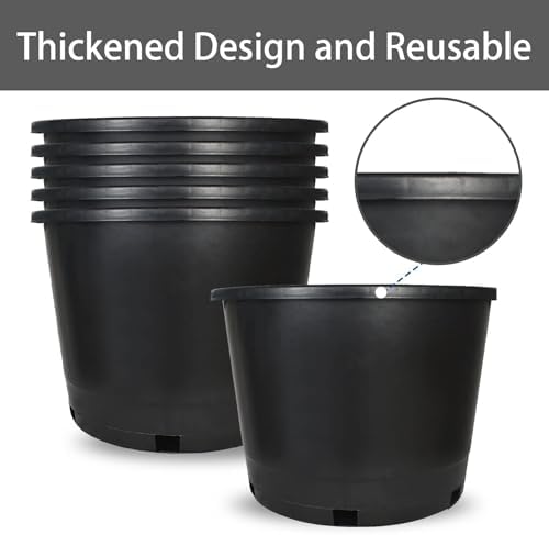 25 Gallon Plant Nursery Pot 5-Pack 25 Gallon Plastic Garden Planter Pots Flower Seedling Injection Molded Container Seed Starting Pot Set for Indoor Outdoor Plants Seedlings Vegetables Black - Image 3