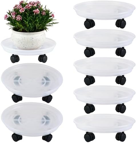 8 Packs Plant Caddy with Wheels 11.8" Plastic Rolling Plant Stands Heavy-duty Plant Dolly with Casters Indoor Outdoor Wheeled Plant Roller Base Large Planter Saucers Plant Mover by Planterhoma