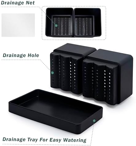 D'vine Dev Herb Garden Planter Set with Saucer, Black, 76-Q-B-1 - Image 4
