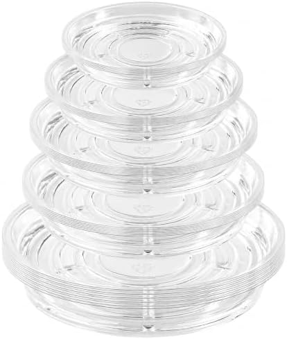 30 Pack Clear Plant Saucers for Indoors (4, 6, 8, 10, 12 inch) Flower Pot Saucers for Potted Plants Plant Plate Set Plant Trays for Indoors No Holes Plant Trays for Pots Bulk by UltraOutlet