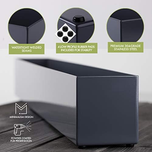 DR&Co Modern Grey Rectangle Planter Box, 32" Metal Planter Perfect for Succulent, Narrow Box for Table or Window Sill, Rectangular Stainless Steel Long - Image 3
